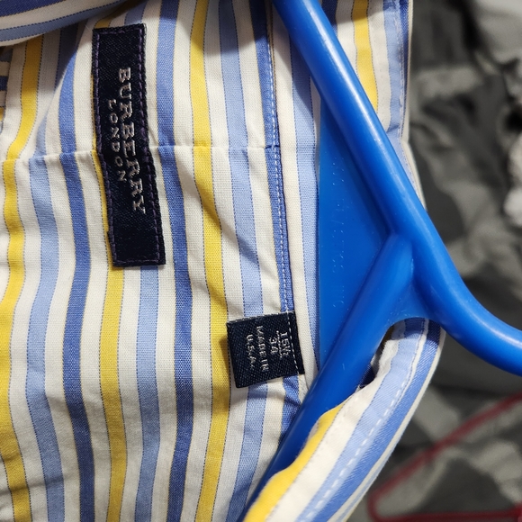 Burberry London Multicolor Striped Men's Dress Shirt with French Cuff Sleeves - Picture 3 of 3